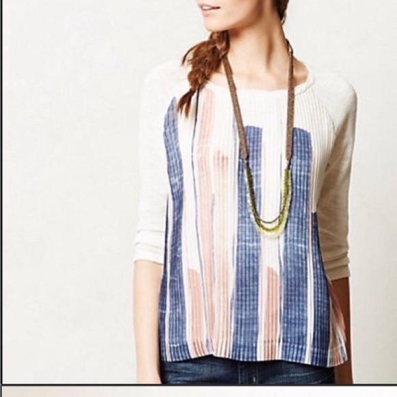 One September Pleat Front Top women’s M crew Neck 3/4 Sleeve Knit Sweater - Picture 11 of 11